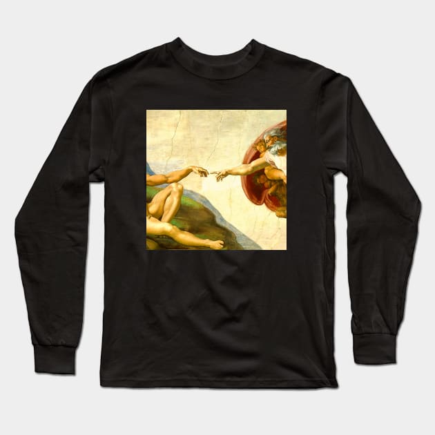 Creation of Adam - Hands and Fingers Michelangelo Sistine Chapel Long Sleeve T-Shirt by CONCEPTDVS